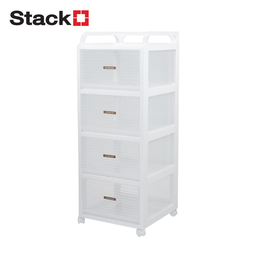 ชั้นลิ้นชัก 4 ชั้น STACKO AUGA 41x40x104.3 ซม. สีขาว