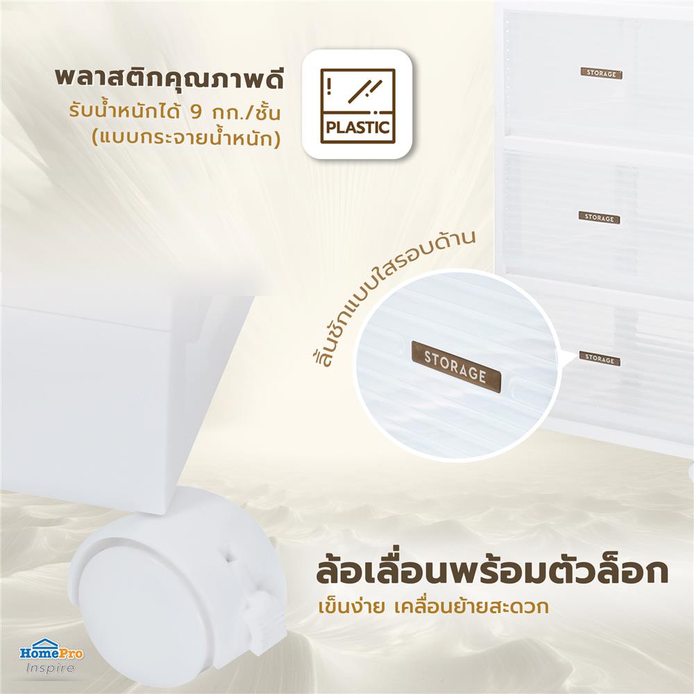 ชั้นลิ้นชัก 4 ชั้น STACKO AUGA 41x40x104.3 ซม. สีขาว