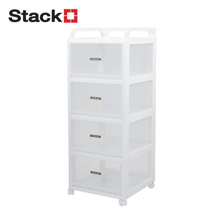 ชั้นลิ้นชัก 4 ชั้น STACKO AUGA 41x40x104.3 ซม. สีขาว_0