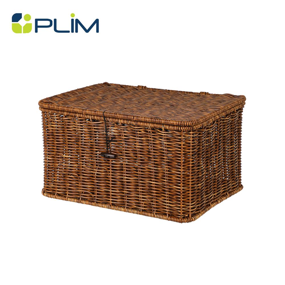 ตะกร้าผ้าเหลี่ยมมีฝา PLIM SAAN SIZE M สีน้ำตาล_1