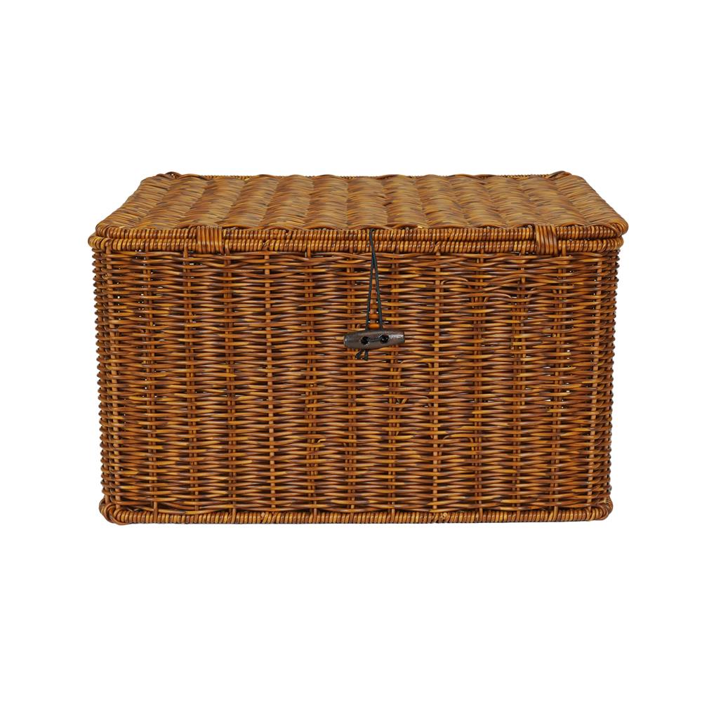 ตะกร้าผ้าเหลี่ยมมีฝา PLIM SAAN SIZE L สีน้ำตาล
