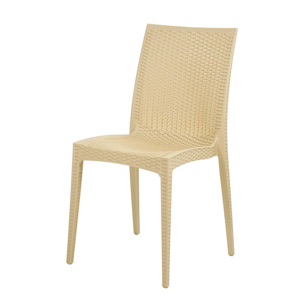 เก้าอี้พลาสติก SPRING RATTAN ลายหวาย สีเบจ