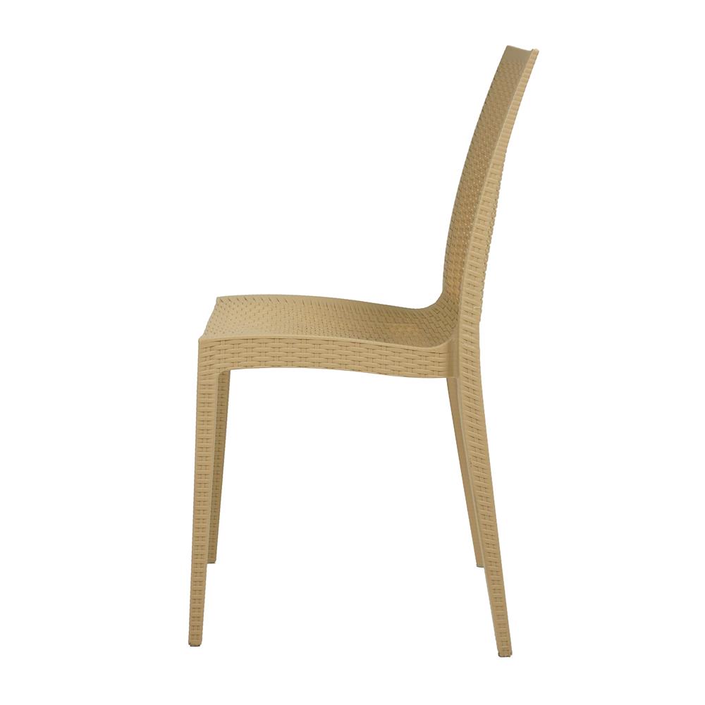 เก้าอี้พลาสติก SPRING RATTAN ลายหวาย สีเบจ