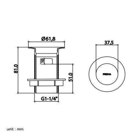 สะดืออ่างล้างหน้าแบบกด PREMA PM412(HM)_3