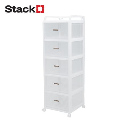 ชั้นลิ้นชัก 5 ชั้น STACKO AUGA 41x40x127 ซม. สีขาว_0