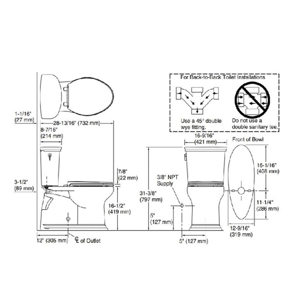 สุขภัณฑ์ 2 ชิ้น KOHLER K-46121X-S-0 4.8 ลิตร สีขาว