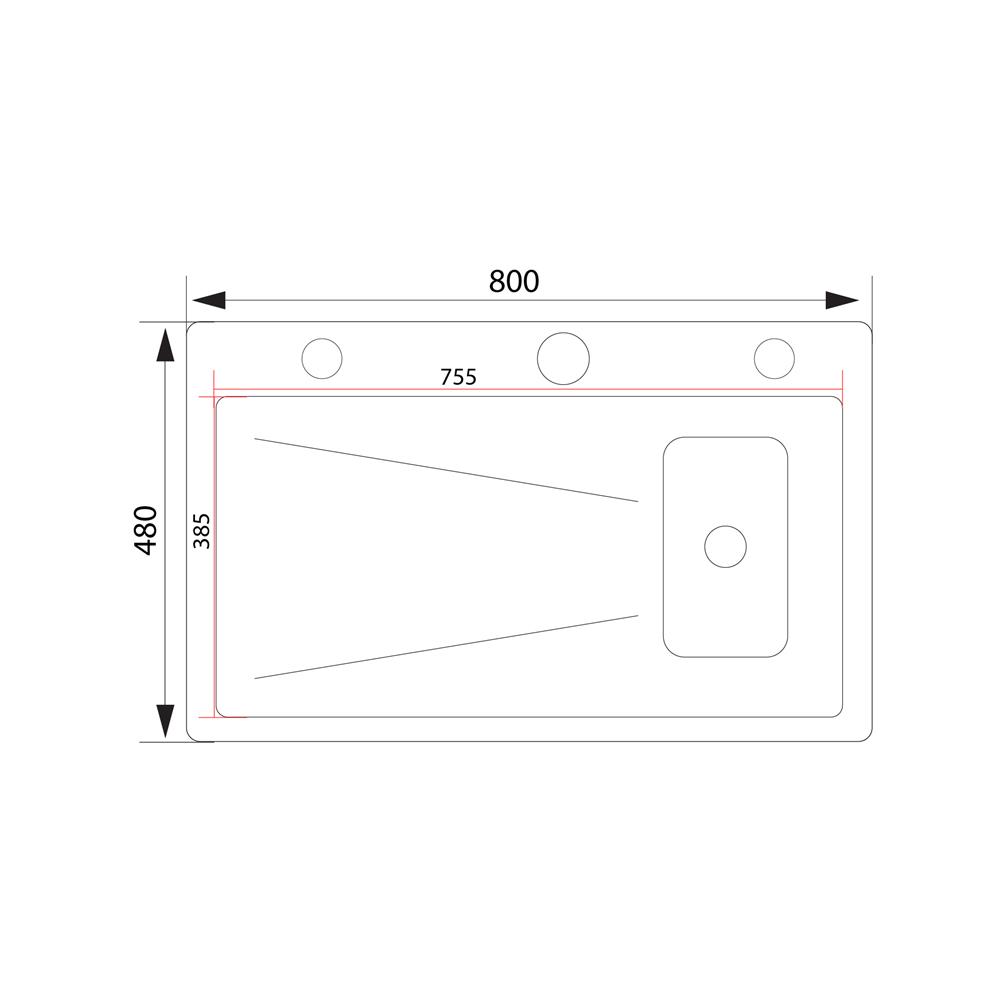 ซิงค์ฝัง 1 หลุม S-FLO NL0008 8048 SM8048-SV สีเงิน