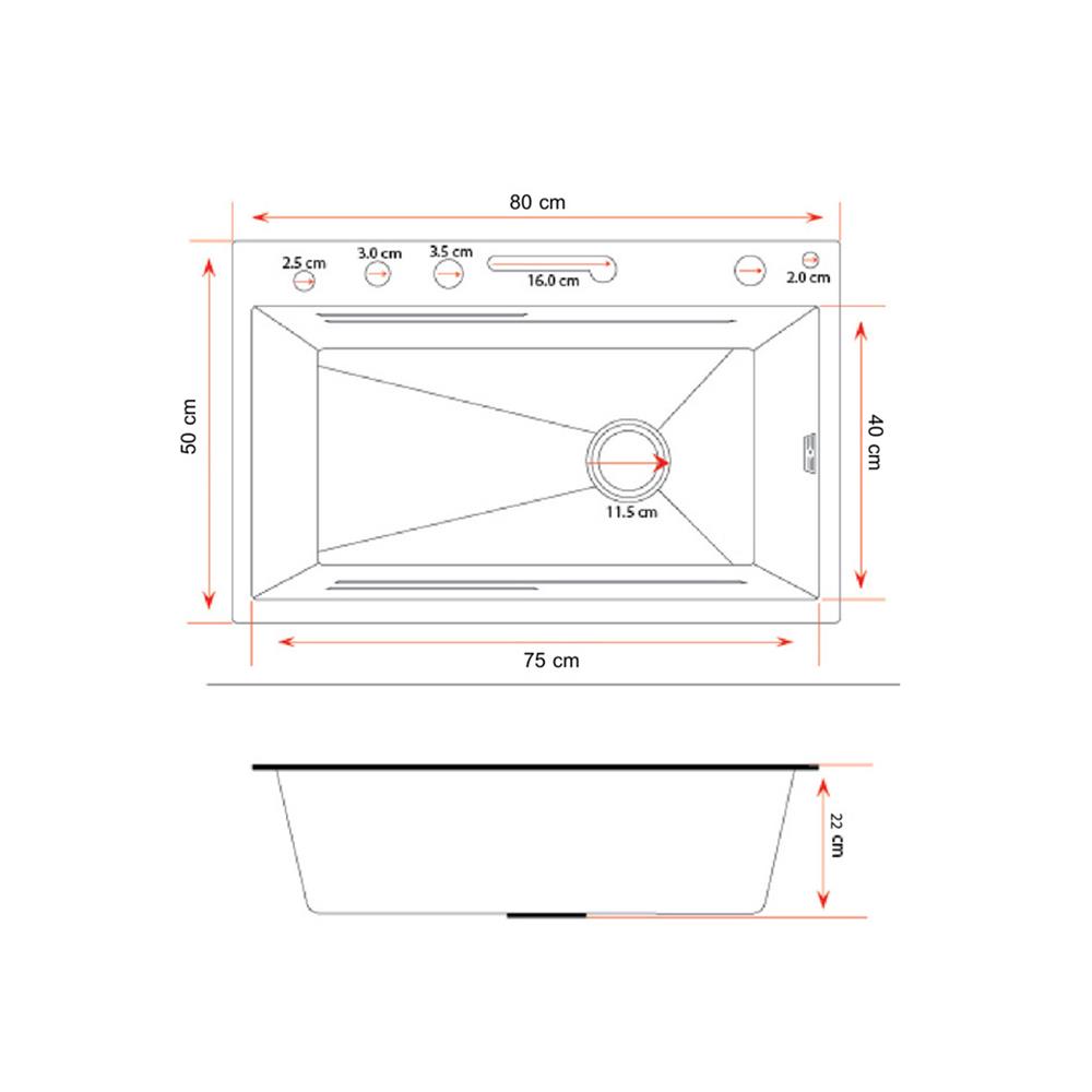 ซิงค์ฝัง 1 หลุม S-FLO NL0054 8050NT สีดำ
