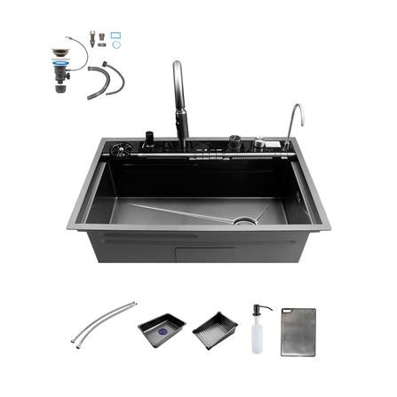 ซิงค์ฝัง 1 หลุม S-FLO NL0054 8050NT สีดำ_0