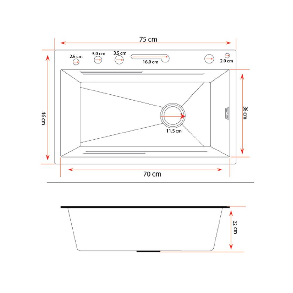 ซิงค์ฝัง 1 หลุม S-FLO NL0005 7546 SM01-B สีดำ