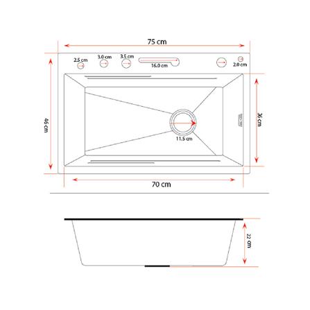 ซิงค์ฝัง 1 หลุม S-FLO NL0005 7546 SM01-B สีดำ_5