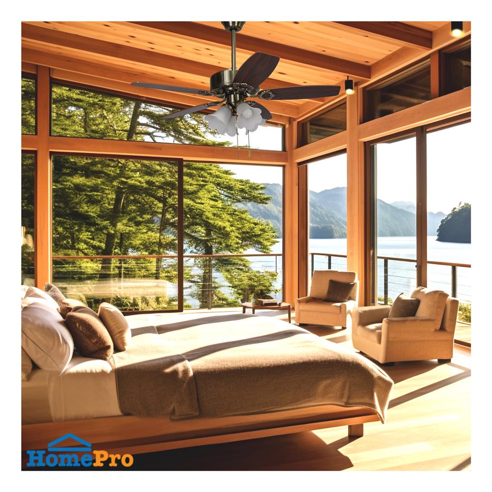 พัดลมโคมไฟ CARINI TWISTER-42-4AB 42 นิ้ว สีทองรมดำ