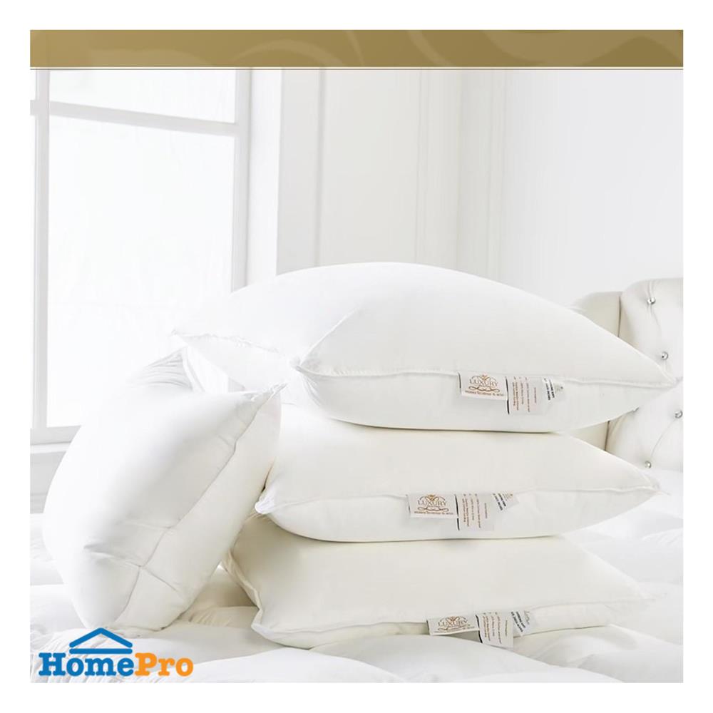 หมอนหนุน ไมโครไฟเบอร์ LUXURY PILLOW CLASSICAL COTTON SOFT 19x29 นิ้ว สีขาว