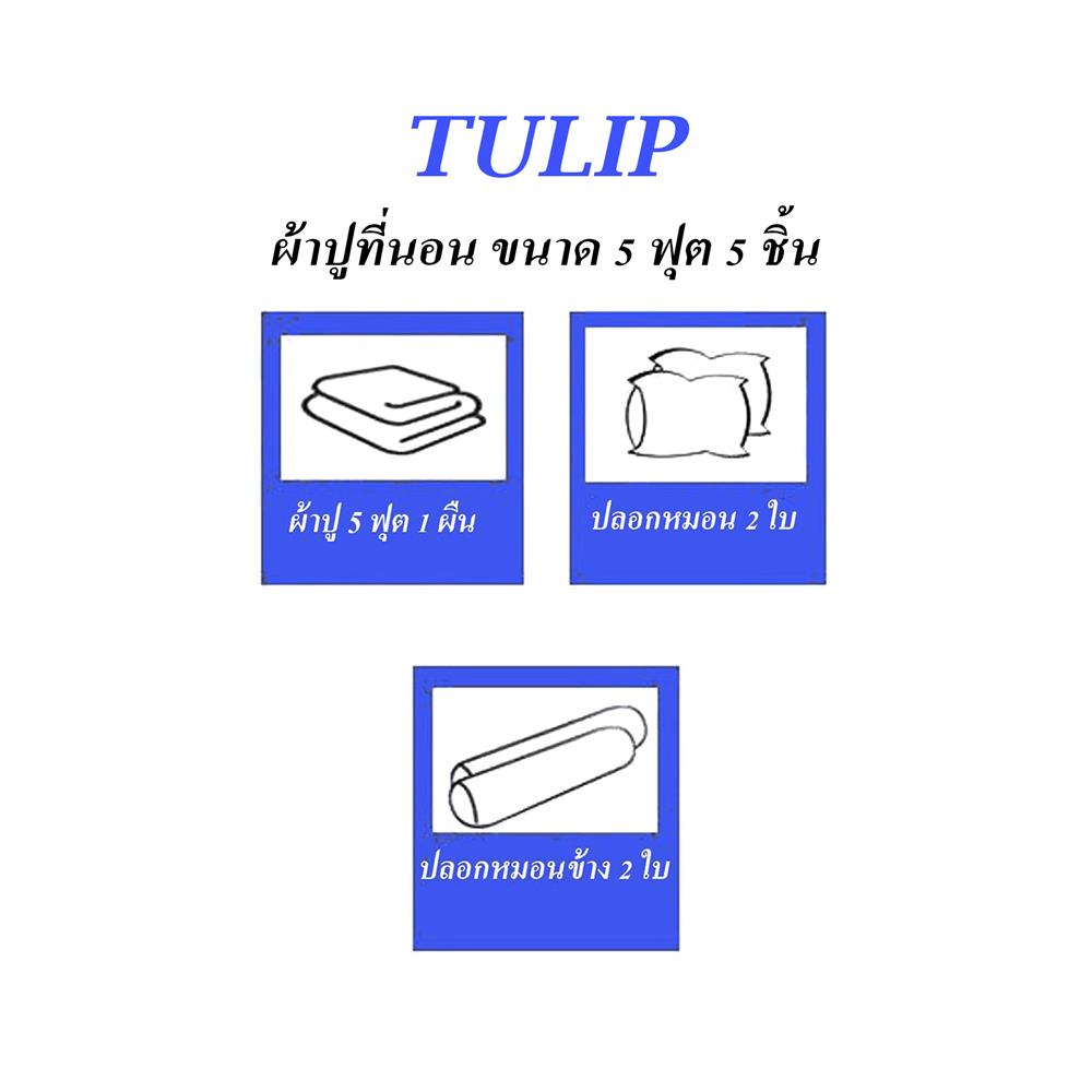 ชุดผ้าปูที่นอน 5 ฟุต (ชุด 5 ชิ้น) TULIP DELIGHT 60057-DL589