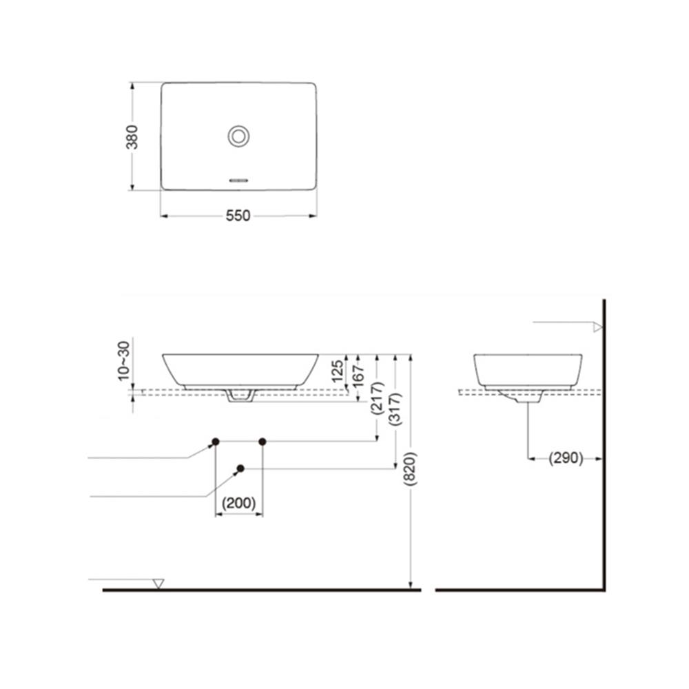 อ่างล้างหน้าวางบนเคาน์เตอร์ TOTO LW1735-MBL สีดำ