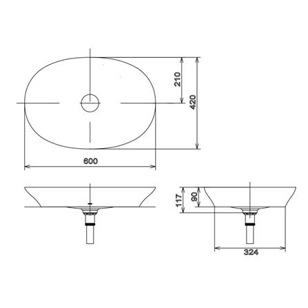 อ่างล้างหน้าวางบนเคาน์เตอร์ TOTO LW4706-MBL สีดำ_2
