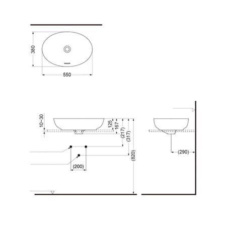 อ่างล้างหน้าวางบนเคาน์เตอร์ TOTO LW1705-MGR สีเทา_2