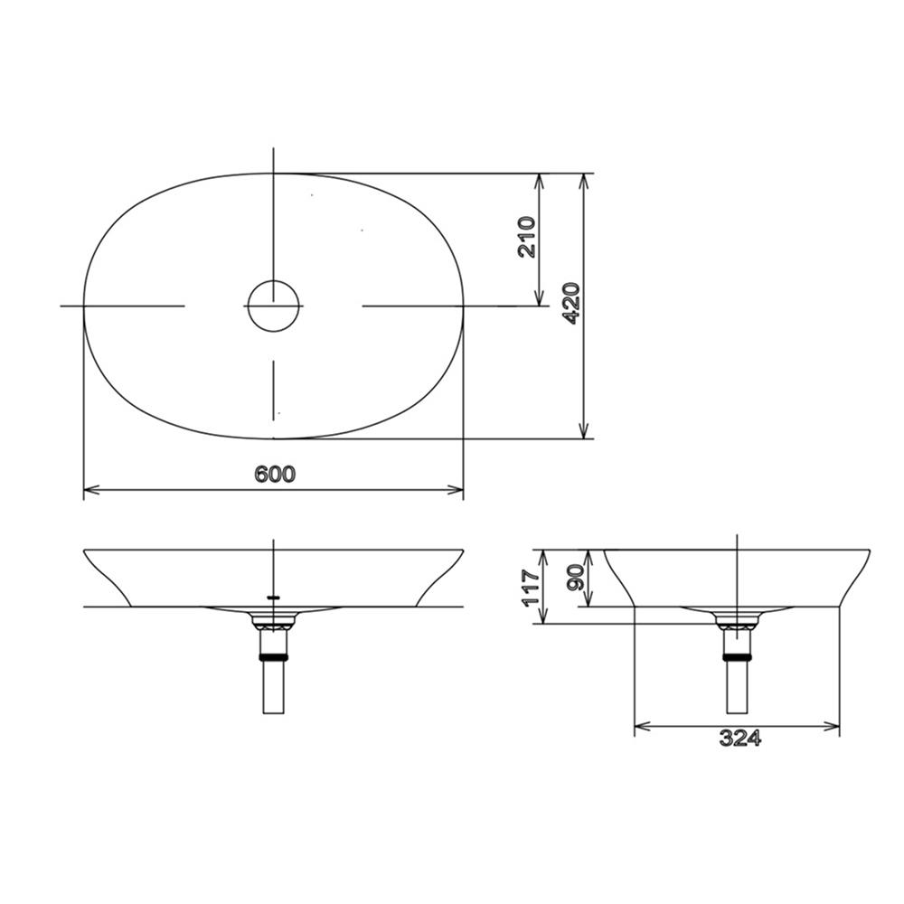 อ่างล้างหน้าวางบนเคาน์เตอร์ TOTO LW4706-MBE สีเบจ