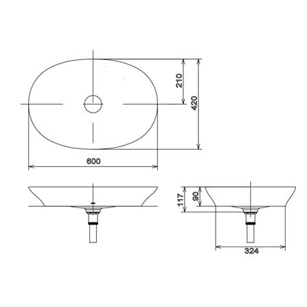 อ่างล้างหน้าวางบนเคาน์เตอร์ TOTO LW4706-MBE สีเบจ_2