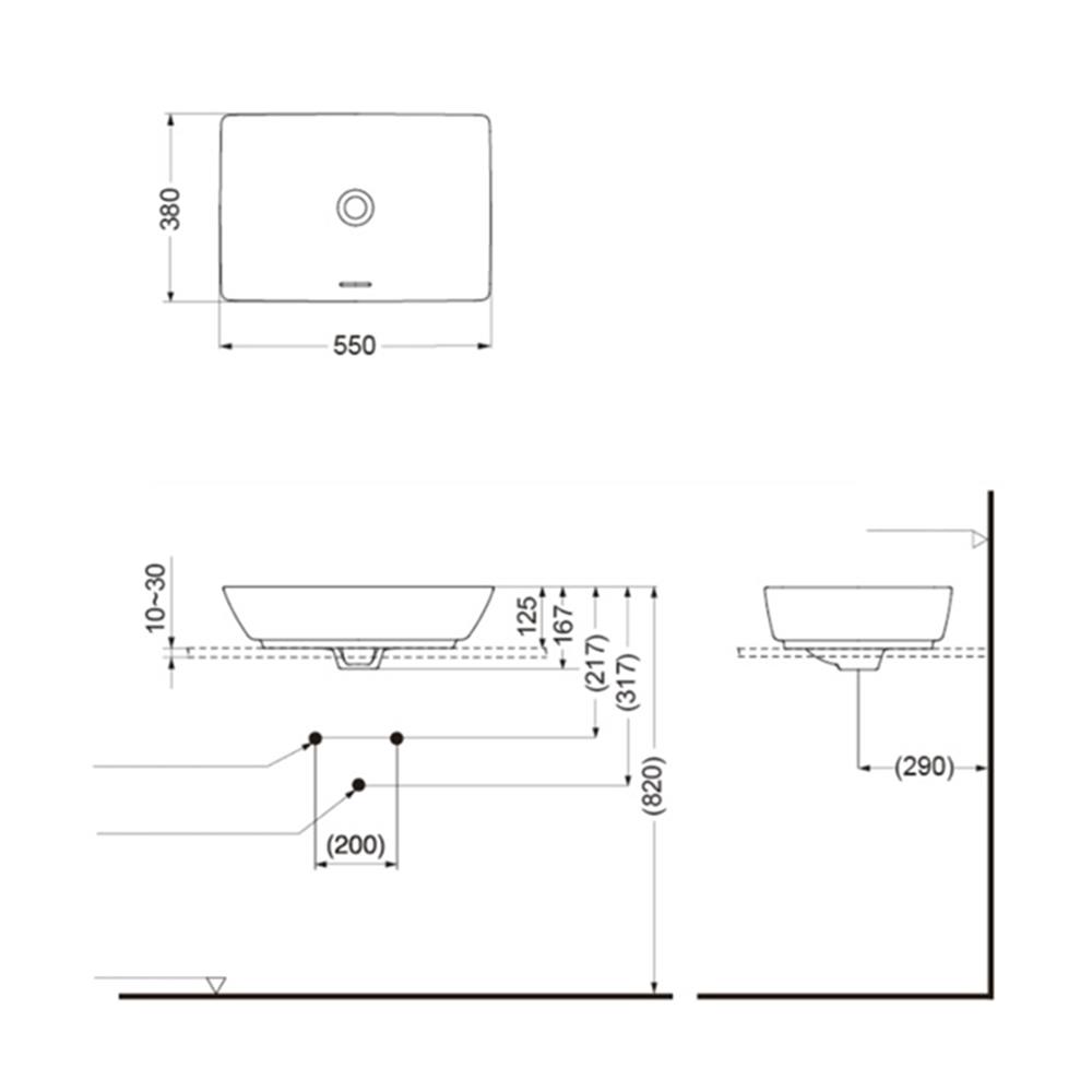 อ่างล้างหน้าวางบนเคาน์เตอร์ TOTO LW1735-MW  สีขาว