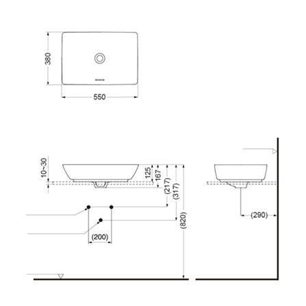 อ่างล้างหน้าวางบนเคาน์เตอร์ TOTO LW1735-MW  สีขาว_2