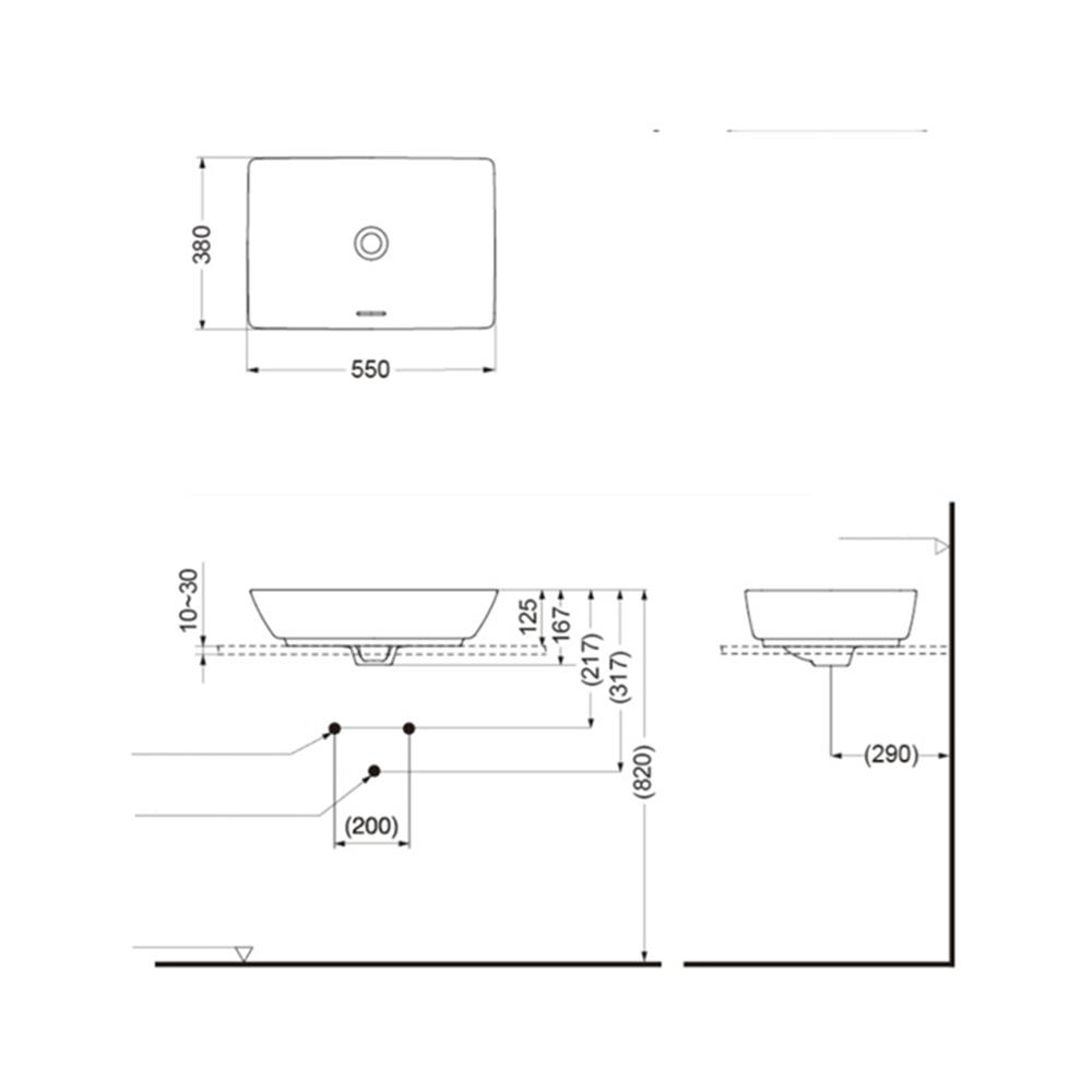 อ่างล้างหน้าวางบนเคาน์เตอร์ TOTO LW1735-MGR สีเทา