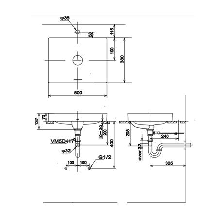 อ่างล้างหน้าวางบนเคาน์เตอร์ TOTO LW4715R-MBE สีเบจ_2