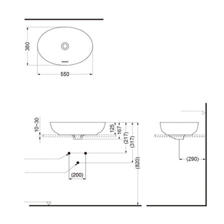 อ่างล้างหน้าวางบนเคาน์เตอร์ TOTO LW1705-MBL สีดำ_2