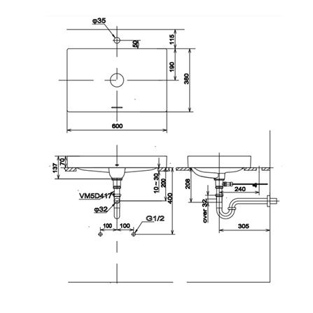 อ่างล้างหน้าวางบนเคาน์เตอร์ TOTO LW4716R-MBL สีดำ_2