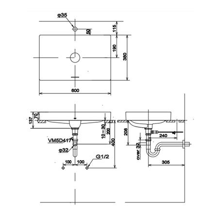 อ่างล้างหน้าวางบนเคาน์เตอร์ TOTO LW4716R-MGR สีเทา_2