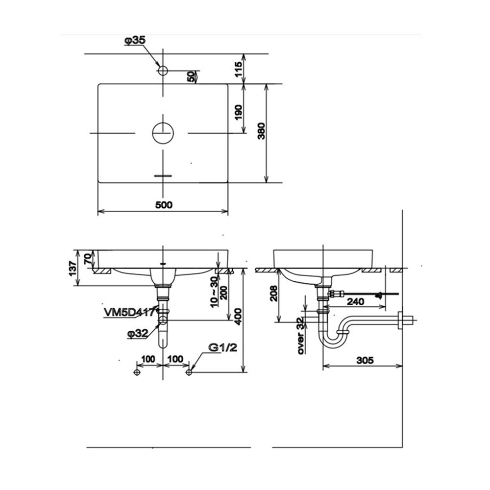 อ่างล้างหน้าวางบนเคาน์เตอร์ TOTO LW4715R-MGR สีเทา