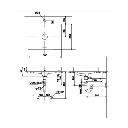 อ่างล้างหน้าวางบนเคาน์เตอร์ TOTO LW4715R-MBL สีดำ_2
