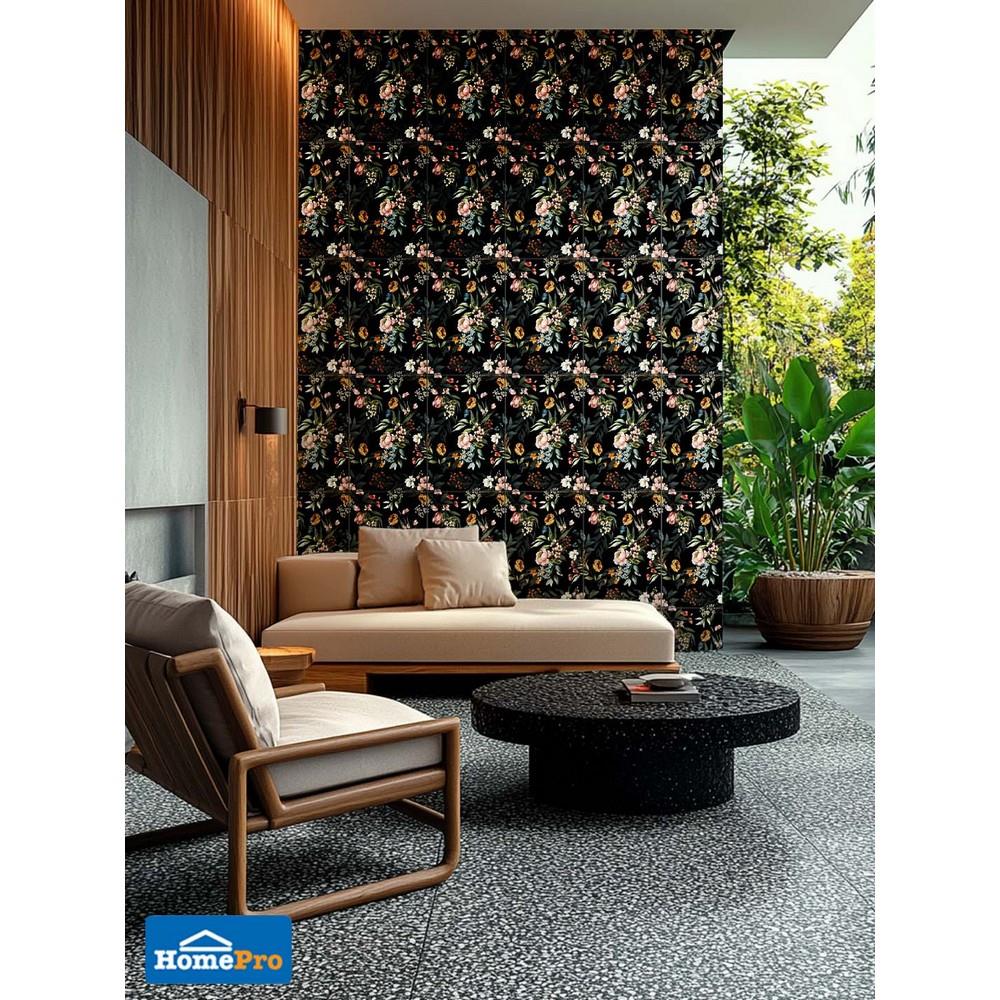 กระเบื้องผนัง 30x45 ซม. DURAGRES ออเดรย์ ฟลอร่า ดำ A 0.81 ตร.ม.