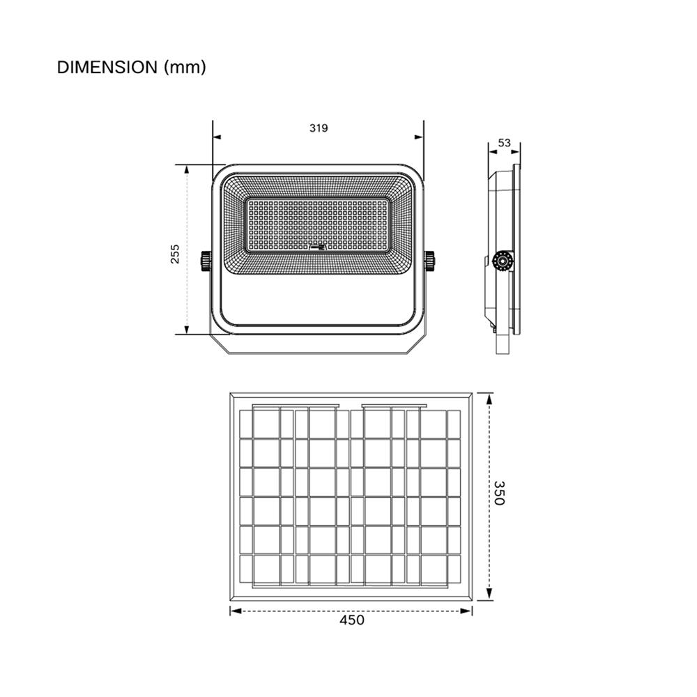 ไฟสปอตไลท์ SOLAR SHINING PLUTO 650 วัตต์ DAYLIGHT สีดำ