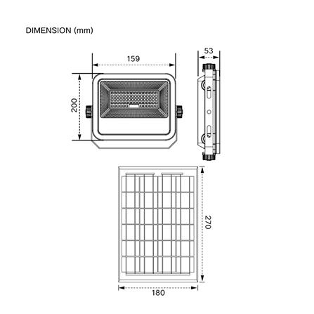สปอตไลท์ SOLAR SHINING PLUTO 150 วัตต์ DAYLIGHT สีดำ_10