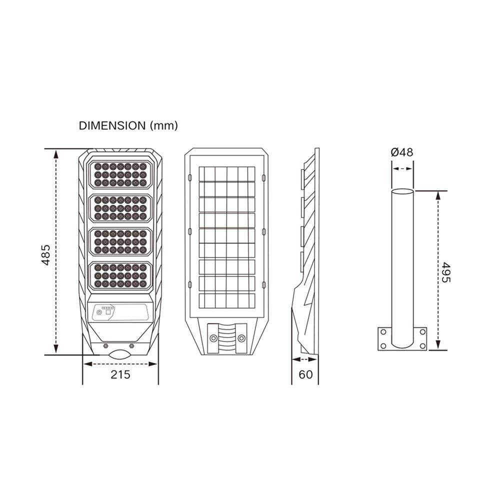 ไฟถนน SOLAR SHINING URANUS 350 วัตต์ DAYLIGHT สีดำ