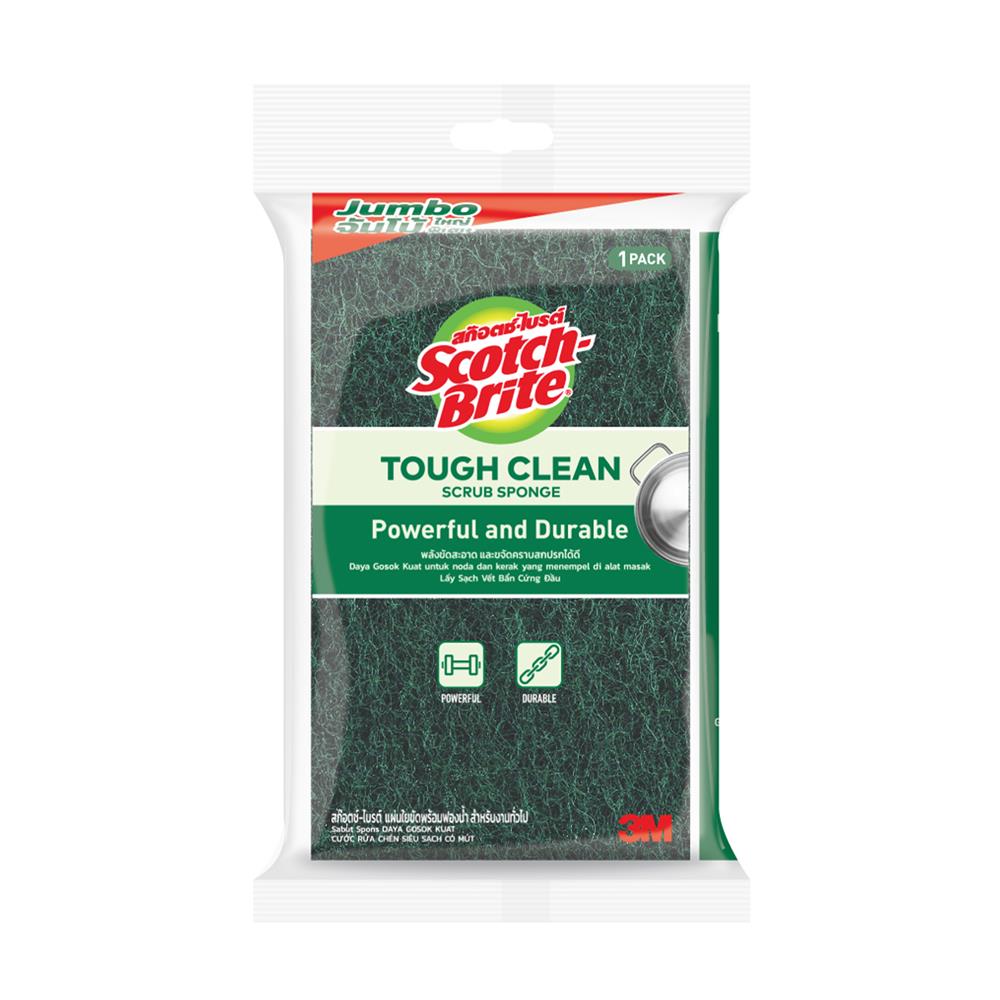 แผ่นใยขัดพร้อมฟองน้ำ SCOTCH-BRITE 15x9x3 ซม. สีเขียว/เหลือง