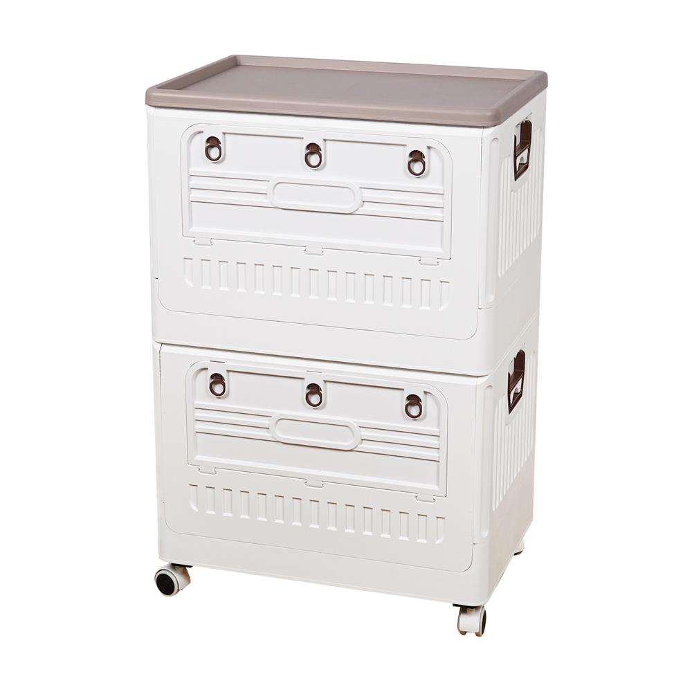 กล่องเก็บของพับได้ 2 ชั้น STACKO FURU 60x41x94 ซม. สีขาว_1