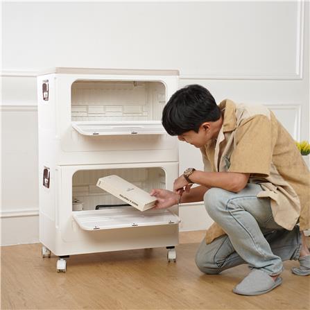 กล่องเก็บของพับได้ 2 ชั้น STACKO FURU 60x41x94 ซม. สีขาว_5