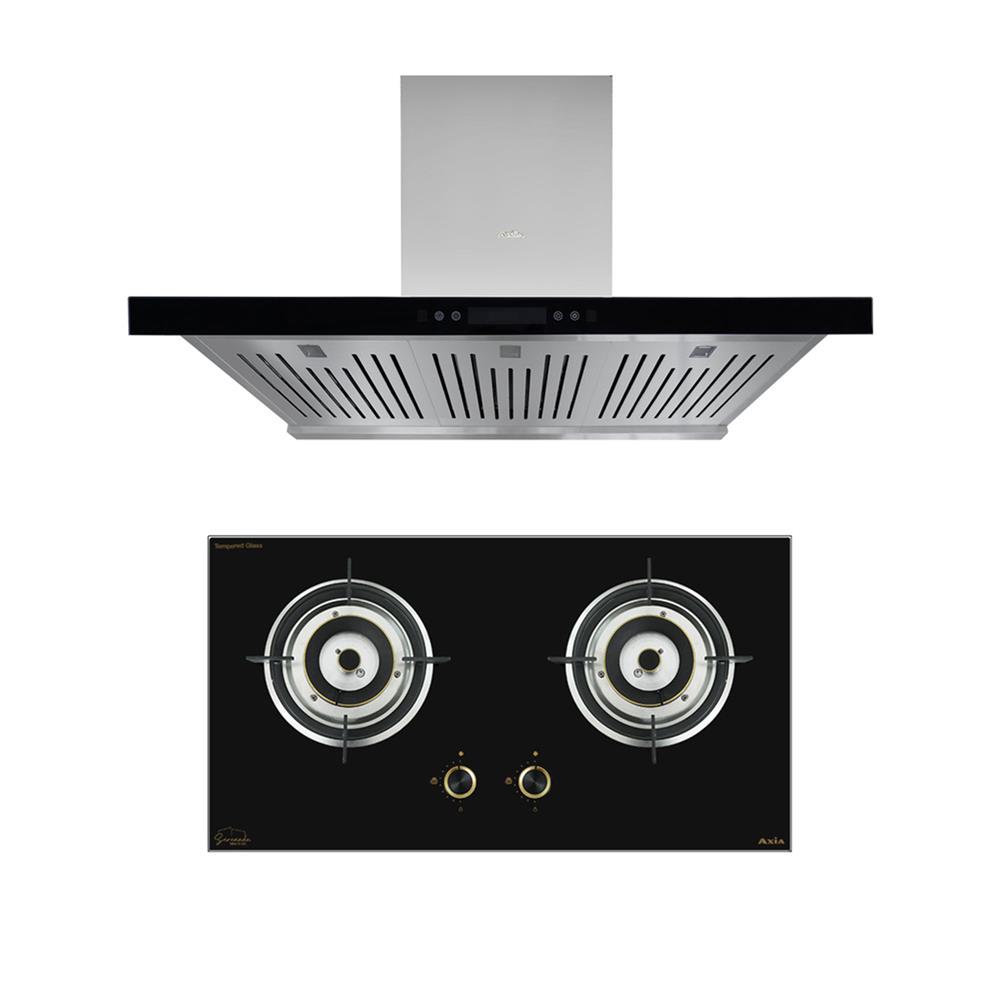 เตาฝัง+เครื่องดูดควัน AXIA SRN76+STARLIGHT90SS