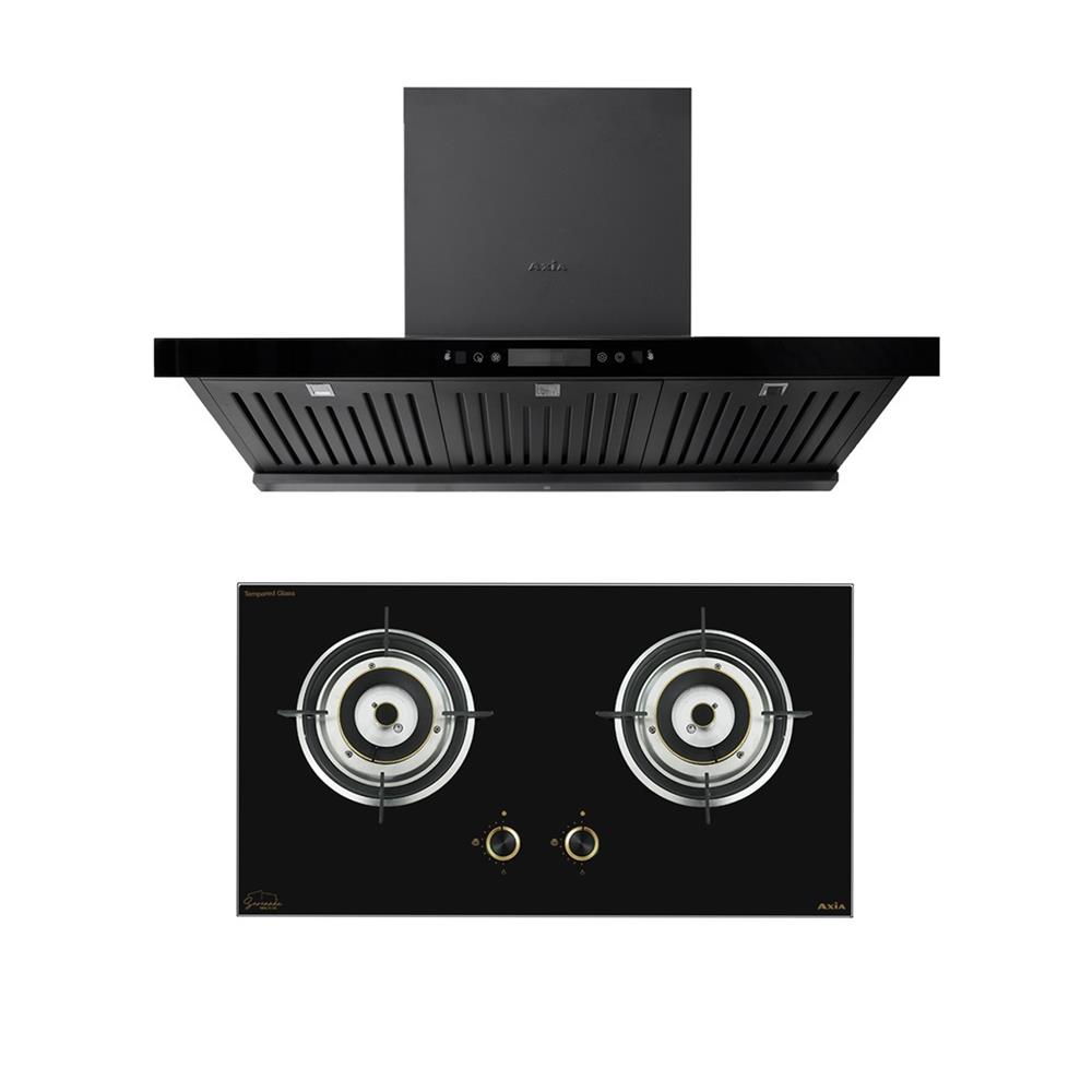 เตาฝัง+เครื่องดูดควัน AXIA SRN76+STARLIGHT90BK