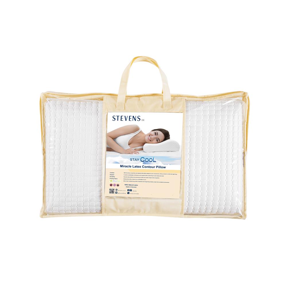 หมอนสุขภาพ ยางพารา STEVENS CONTOUR COOL 36x60x12 ซม. สี WHITE