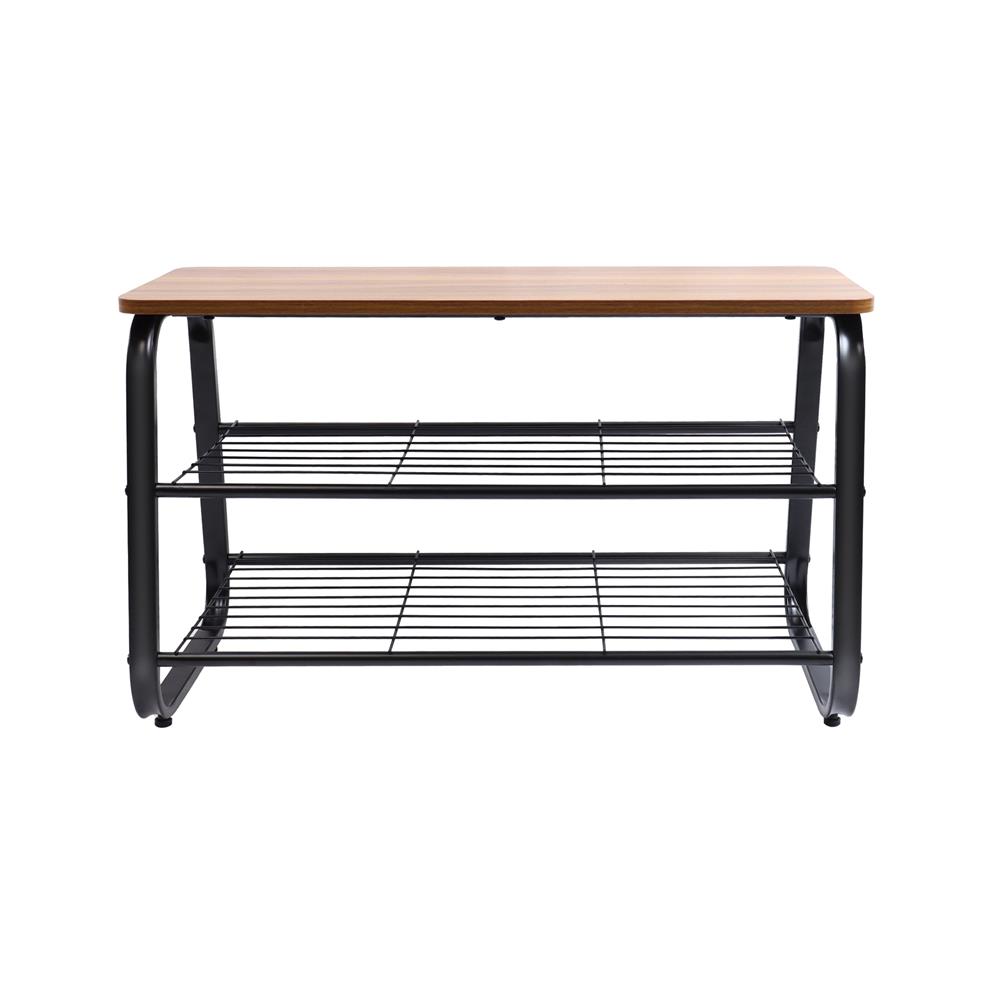 ชั้นวางรองเท้า 2 ชั้น พร้อม TOP ไม้ STACKO URBAN 80x38x48.5 ซม. สีดำ