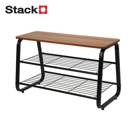 ชั้นวางรองเท้า 2 ชั้น พร้อม TOP ไม้ STACKO URBAN 80x38x48.5 ซม. สีดำ_0