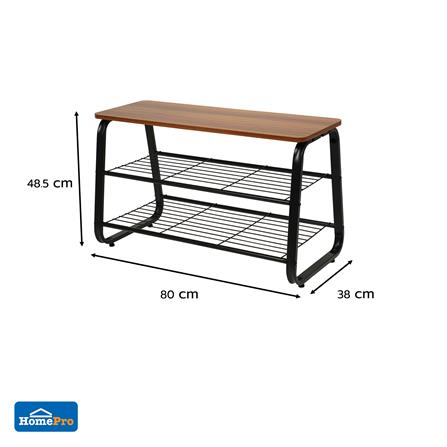 ชั้นวางรองเท้า 2 ชั้น พร้อม TOP ไม้ STACKO URBAN 80x38x48.5 ซม. สีดำ_5