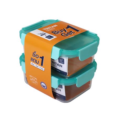 ชุดกล่องอาหารเหลี่ยม TRITAN 1.1 ลิตร KECH สีเขียว (แพ็ก 1 แถม 1)_1