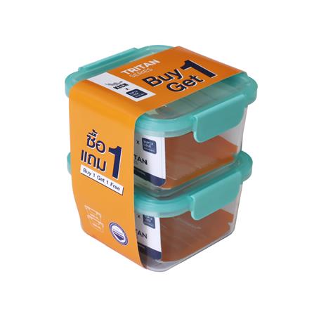 ชุดกล่องอาหารจัตุรัส TRITAN 1.15 ลิตร KECH สีเขียว (แพ็ก 1 แถม 1)_1