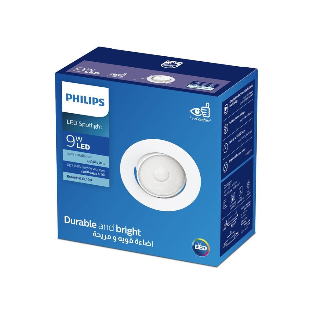 ดาวน์ไลท์ LED PHILIPS SPOTLIGHT SL190 4 นิ้ว 9 วัตต์ COOL WHITE สีขาว