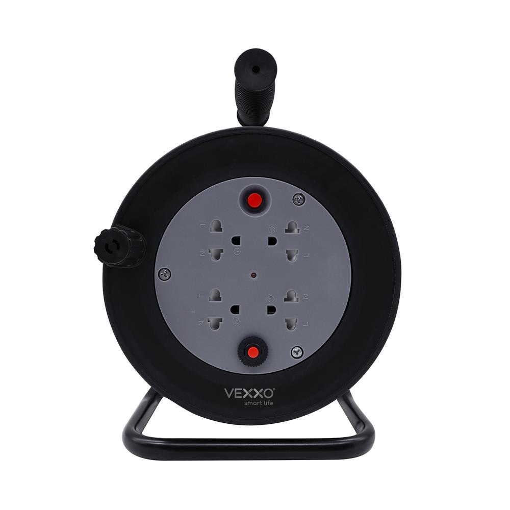 ล้อเก็บสายไฟ 4 ช่อง  VEXXO 3500 วัตต์ 16A L010 10 เมตร สีดำ