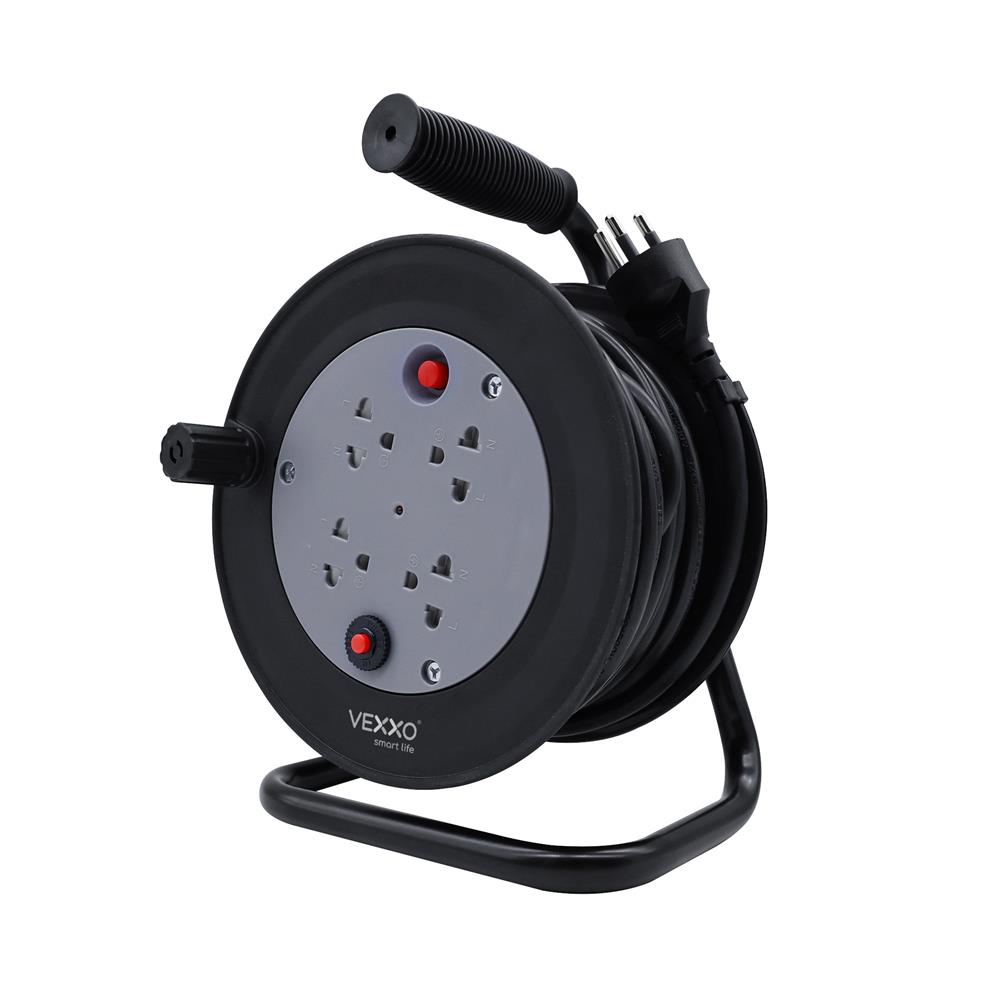 ล้อเก็บสายไฟ 4 ช่อง  VEXXO 3500 วัตต์ 16A L010 10 เมตร สีดำ
